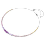 Matrix Tennis necklace Gradient of round cuts, Multicolored, Rhodium plated